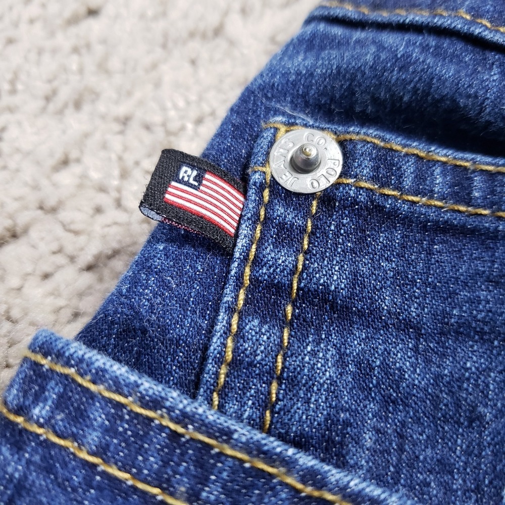 Vintage Y2K Polo Ralph Lauren Bootcut Jeans Women 6 (28x28) Blue RL Flag Western - Picture 5 of 10